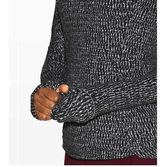 LULULEMON Runderful Long Sleeve 10 Jacquard Black White Slim Fit Thumbholes EUC - Picture 6 of 9